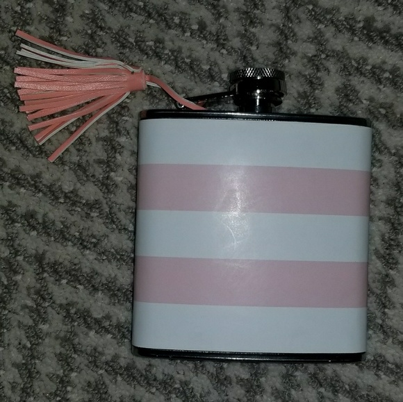 Accessories - New! White & Pink Stripes Flask
